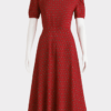 Red Floral Midi Dress – Elegant Classic Women’s Dress