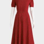 Red Floral Midi Dress – Elegant Classic Women’s Dress