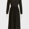 Black Polka Dot Midi Dress – Elegant Classic Women’s Dress