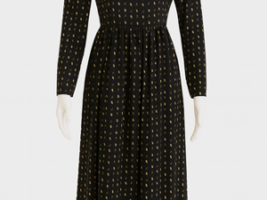 Black Polka Dot Midi Dress – Elegant Classic Women’s Dress